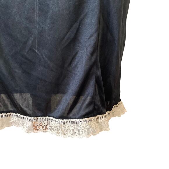 90s Jet Rag Reimagined Vintage Black Slip Dress w/White Lace - Picture 5 of 9
